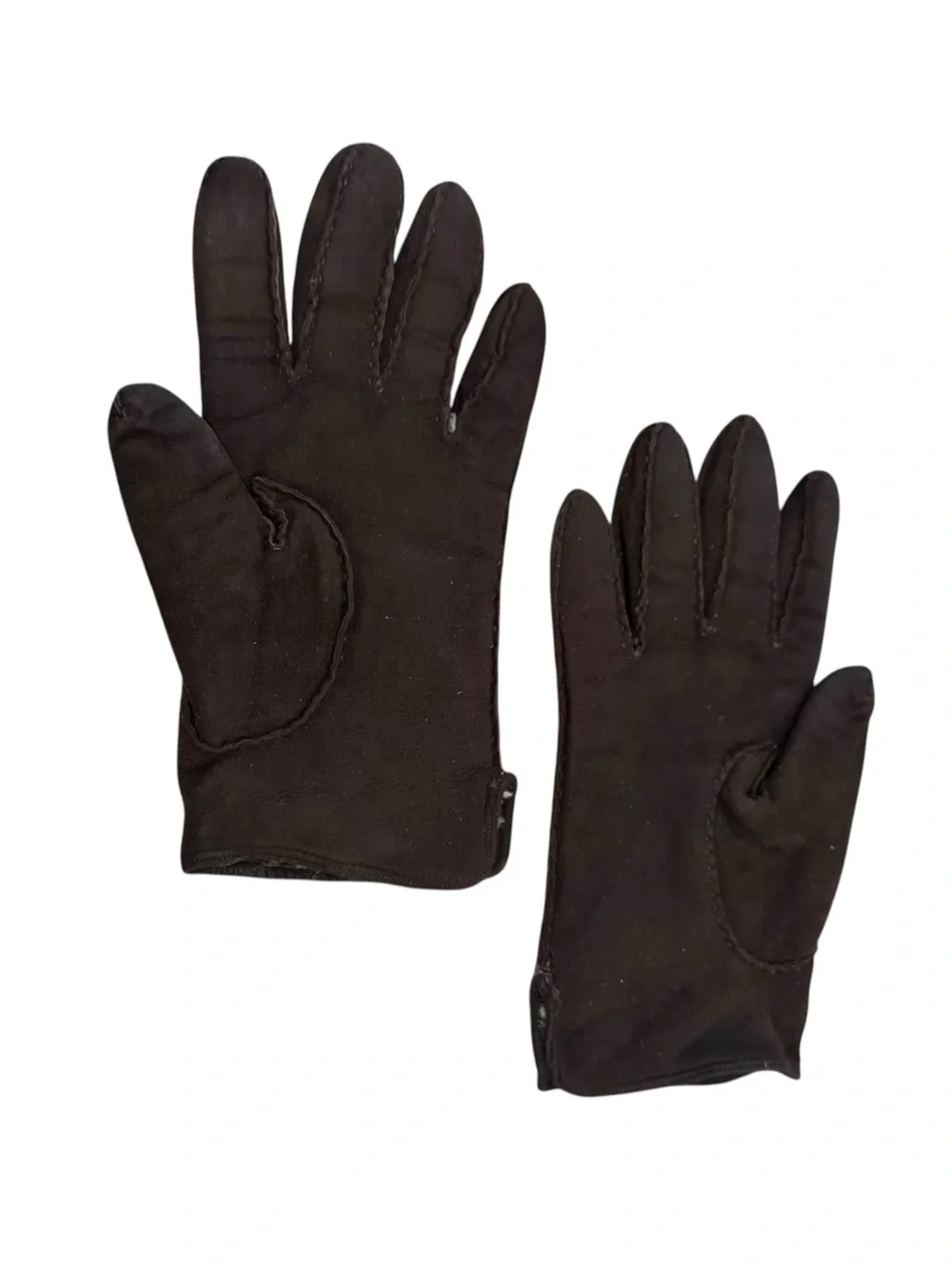 Vintage  dark brown  Suede-Look Winter Gloves